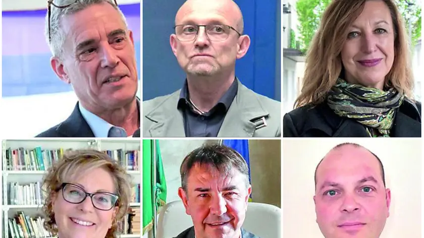 I sindaci: Marco Fragiacomo, Claudio Fratta, Denise Zucco, Cristiana Pisano, Mauro Benvenuto e Nicola Pieri