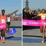 L’etiope Baneta Gemechu Godana e la triestina Joyce Mattagliano festeggiano la vittoria Foto Bruni
