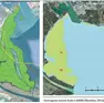 A sinistra la mappa fornita di recente dal Comune di Monfalcone, a destra la mappa del 2016 fornita dall'Università di Trieste