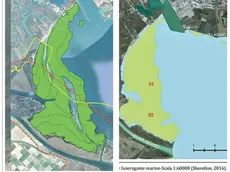 A sinistra la mappa fornita di recente dal Comune di Monfalcone, a destra la mappa del 2016 fornita dall'Università di Trieste