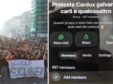 A sinistra un corteo studentesco, a destra la chat per organizzare le occupazioni