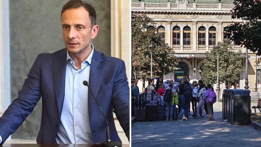 A sinistra Massimiliano Fedriga, a destra piazza Libertà domenica pomeriggio (foto Lasorte)