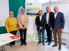 I sindaci Ferfoglia, Pisk, Humar, Zigon e il consigliere Walter Pertot di Duino-Aurisina (foto Katia Bonaventura)