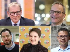 In alto a sinistra Mitja Gialuz e a destra Francesco Russo; in basso, da sinistra, Riccardo Laterza (At), Elisa Moro (Avs) e Paolo Menis (M5s)