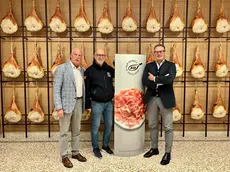 L'assessore regionale alla Salute Riccardo Riccardi (al centro) con il direttore generale del Consorzio del prosciutto di San Daniele Mario Cichetti (a destra) e il Direttore del Servizio prevenzione, sicurezza alimentare e sanità pubblica veterinaria della Regione Manlio Palei (a sinistra)