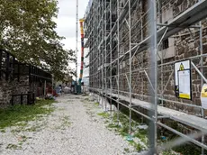 Il cartello del cantiere (foto Tibaldi)