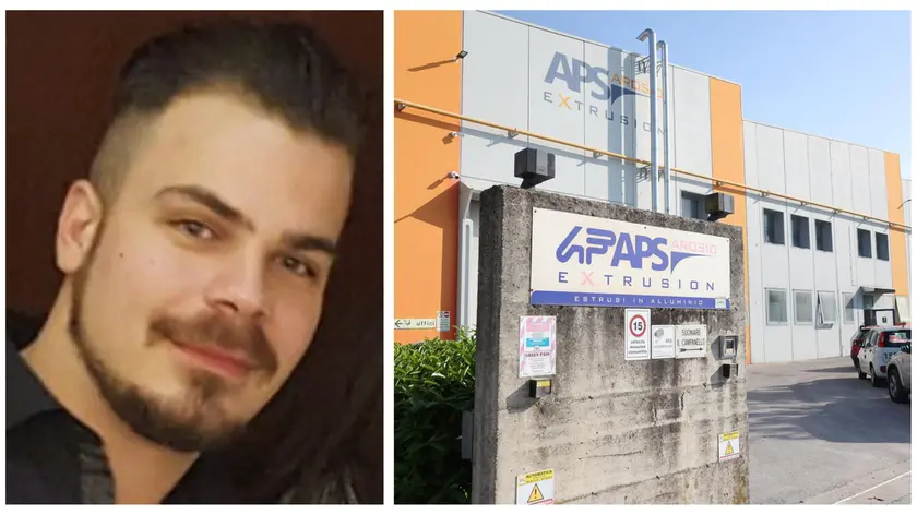 Nicholas Nanut e, a destra lo stabilimento (Foto Bumbaca)