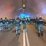 La polizia alla manifestazione (Foto Sarti)