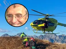 Nel tondo Lino Pecol, nella foto grande i soccorsi