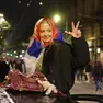 Domenica notte a Belgrado, dopo la vittoria della Studentska lista (foto Epa)