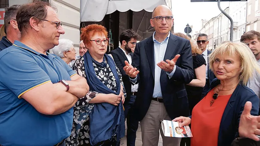 Il centrosinistra: Fasiolo con il segretario dem Letta (foto Roberto Marega)