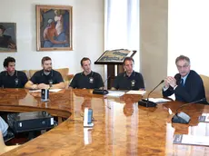 Il rettore Fermeglia con il team dell''Ordegno (Lasorte)