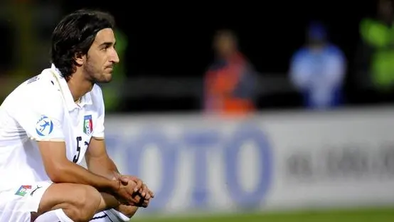 epa03183317 (FILE) A file picture of Italy player Piermario Morosini (R) reacting after losing to Germany following their semifinal match Italy vs Germany in the Euro U21 soccer championships at the Olympia arena in Helsingborg 26 June 2009. AS Livorno midfielder Piermario Morosini has died after suffering a heart attack on the pitch during the Italian Serie B league game on 14 April 2012. A Pescara official said that Morosini, 25, suffered a cardiac arrest and was already dead when he was taken to hospital. EPA/PONTUS LUNDAHL SWEDEN OUT