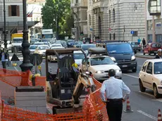 Il cantiere in Corso Cavour che ha provocato grossi disagi al traffico (Lasorte)