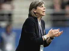 Italy head coach Milena Bertolini gives instructions from the side line during the Women's World Cup Group C soccer match between Italy and Jamaica at the Stade Auguste-Delaune in Reims, France, Friday, June 14, 2019. (ANSA/AP Photo/Francisco Seco) [CopyrightNotice: Copyright 2019 The Associated Press. All rights reserved]