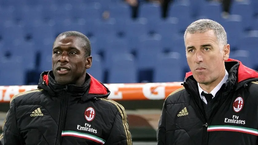 23/03/2014 Roma, stadio Olimpico, campionato di calcio serie A Tim, Lazio-Milan, nella foto Clarence Seedorf e Mauro Tassotti