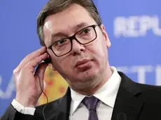 epa07471827 Serbian President Aleksandar Vucic speaks during a common statement that concluded the Cvadrilateral Meeting Romania - Bulgaria - Greece - Serbia at Snagov Palace, 25 Km north from Bucharest, Romania, 29 March 2019. Romania holds the rotating Presidency of the Council of the European Union for six months, starting on 01 January 2019. EPA/ROBERT GHEMENT