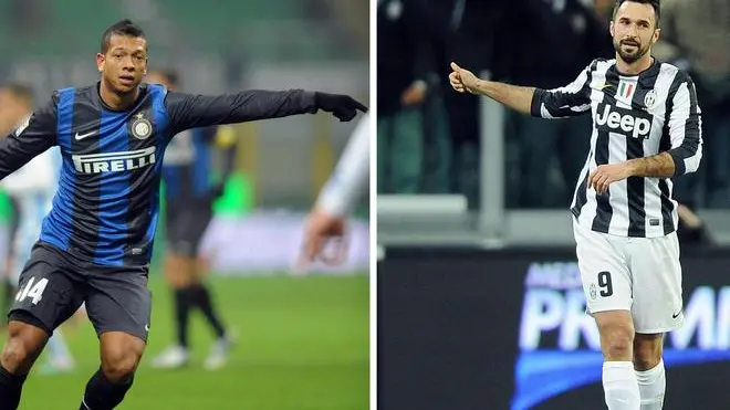 La combo, realizzata con due immagini di archivio, mostra l'attaccante della Juventus Mirko Vucinic (D) ed il centrocampista dell'Inter, Fredy Guarin. ANSA