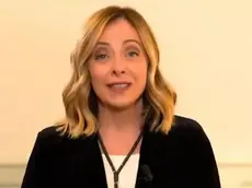 Frame tratto dal videomessaggio della premier Giorgia Meloni, trasmesso all'assemblea nazionale straordinaria di Vox, che ha proclamato Santiago Abascal come leader fino al 2028, 27 Gennaio 2024. ANSA