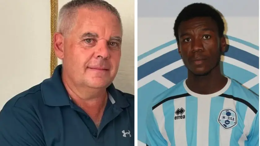 A sinistra il presidente delll'ISM Gradisca, Stefano Forte che ha denunciato l'episodio avvenuto domenica contro la squadra del Malisana: il centrocampista di origine africana Djibril Diallo Daouda è stato bersagliato da cori razzisti