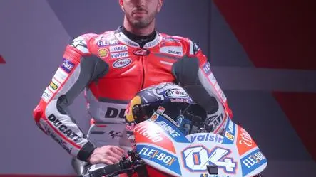 Ducati MotoGP rider Andrea Dovizioso during the presentation of Ducati Moto Gp 2018 team at Borgo Panigale plant, in Bologna, Italy, 15 January 2018. ANSA/GIORGIO BENVENUTI