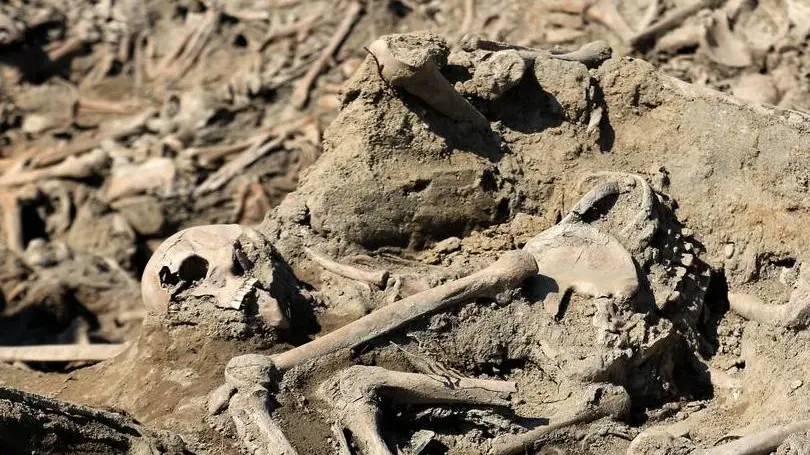 I resti delle vittime scoperti nell’area di Mokrice. Foto da rtvslo.si