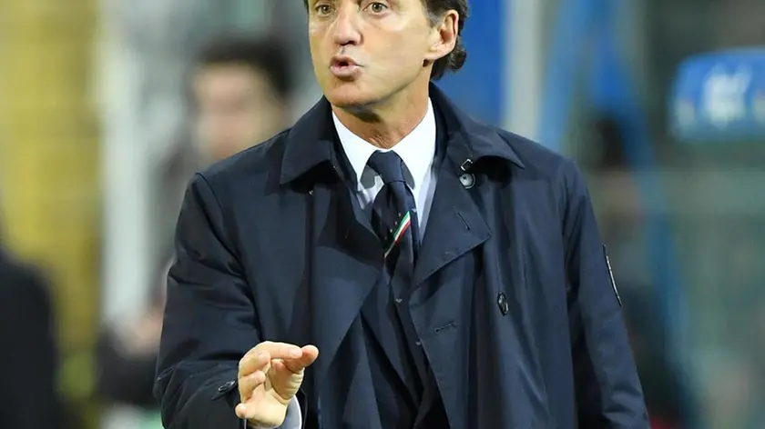 Italy's head coach Roberto Mancini reacts during the UEFA Euro 2020 group J qualifying soccer match between Italy and Armenia at the Renzo Barbera stadium in Palermo, Italy, 18 November 2019. ANSA/CARMELO IMBESI
