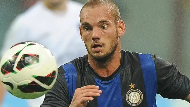 Inter Milan's Dutch player Wesley Sneijder during the Europa League third qualifying round first leg match Inter Milan vs Hajduk, in Milan, Italy, 09 August 2012. ANSA/DANIEL DAL ZENNARO