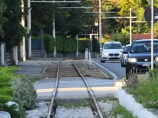 I binari del tram nel tratto da Opicina all’Obelisco, oggetto dell’intervento. Foto di Francesco Bruni