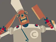 Robot chef getting ready to prepare food --- Image by © Sabet Brands/Corbis