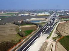 Un tratto dell'autostrada A4 interessato dai lavori per la terza corsia