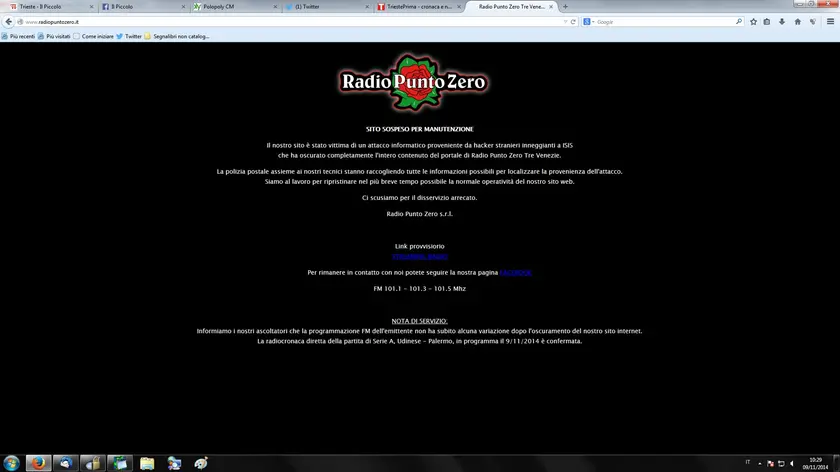 Il sito di Radio Punto Zero oscurato dopo l'attacco degli hacker