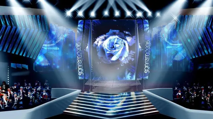 Uno dei bozzetti della scenografia del prossimo Festival di Sanremo. Roma, 28 gennaio 2016. ANSA/ UFFICIO STAMPA RAI +++ ANSA PROVIDES ACCESS TO THIS HANDOUT PHOTO TO BE USED SOLELY TO ILLUSTRATE NEWS REPORTING OR COMMENTARY ON THE FACTS OR EVENTS DEPICTED IN THIS IMAGE; NO ARCHIVING; NO LICENSING +++