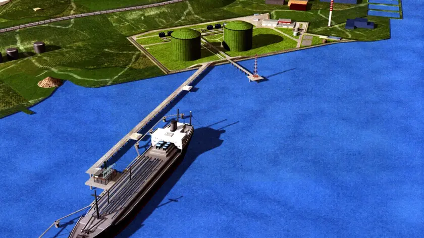 Il rendering del rigassificatore di Zaule