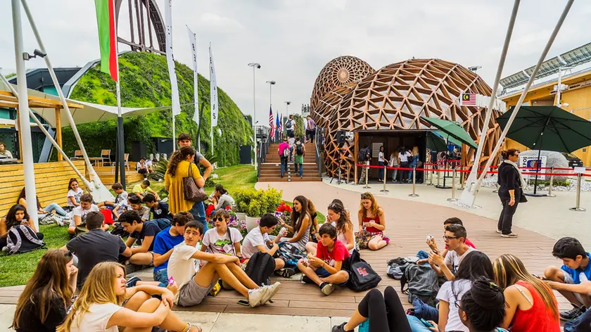 Un gruppo di studenti all'Expo di Milano