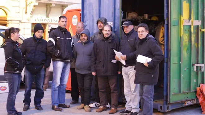 Lasorte Trieste 29/10/12 - Piazza della Borsa, Sindacati, Radio Trevisan e Alutec
