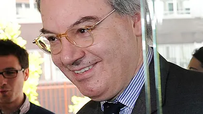 Il presidente della Lega Calcio Maurizio Beretta al suo arrivo nella sede della Lega Calcio, 16 maggio 2011. ANSA/DANIEL DAL ZENNARO