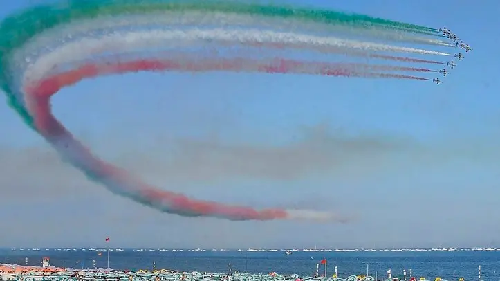 Lignano 18 Agosto 2013. Aie Show con le Frecce Tricolori.Telefoto Copyright Petrussi Foto Press / Diego Petrussi
