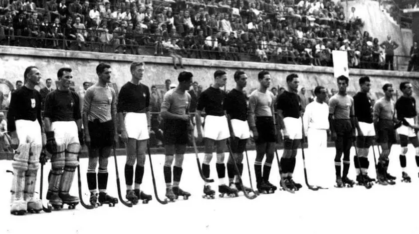 Una foto d'epoca della Triestina hockey a rotelle