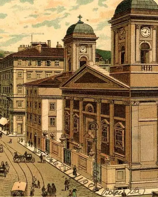 sinistra: la Chiesa dei greci e l’Hotel de la Ville Fototeca dei Civici Musei di Storia ed Arte