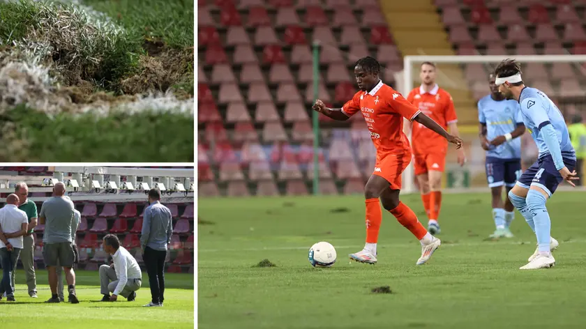 Il campo nell’ultima partita e Castelli in un sopralluogo (foto Lasorte)