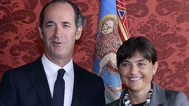 Luca Zaia (Presidente Veneto) e Debora Serracchiani (Presidente Friuli Venezia Giulia) a Palazzo Balbi. (Venezia 03/09/13)