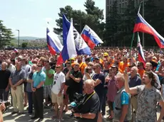 manifestazione contro la privatizzazione del porto di Capodistria (rtvslo.it)