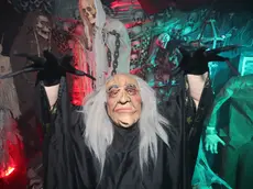 An actor scares visitors viewing Halloween decorations at the home of Ken Carraher in Killiney, Dublin. Mr Carraher created a haunted grotto in aid of the charity Debra Ireland. PRESS ASSOCIATION Photo. Picture date: Wednesday October 25, 2017. Photo credit should read: Niall Carson/PA Wire