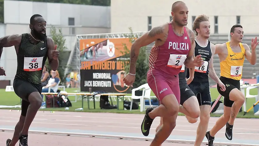Foto BRUNI Trieste 01.08.2020 Atletica-meeting triveneto (prima manif post-covid)--finale 100m--marcell Jacobs