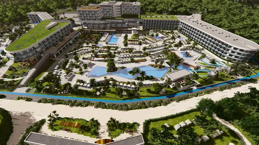 Un render del progetto del resort nella zona di Pical