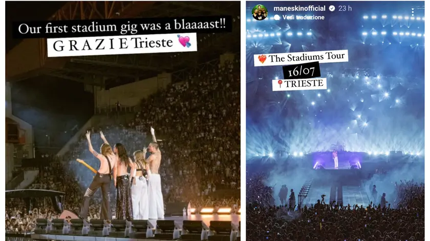 Il grazie dei Maneskin a Trieste sulle loro stories Instagram