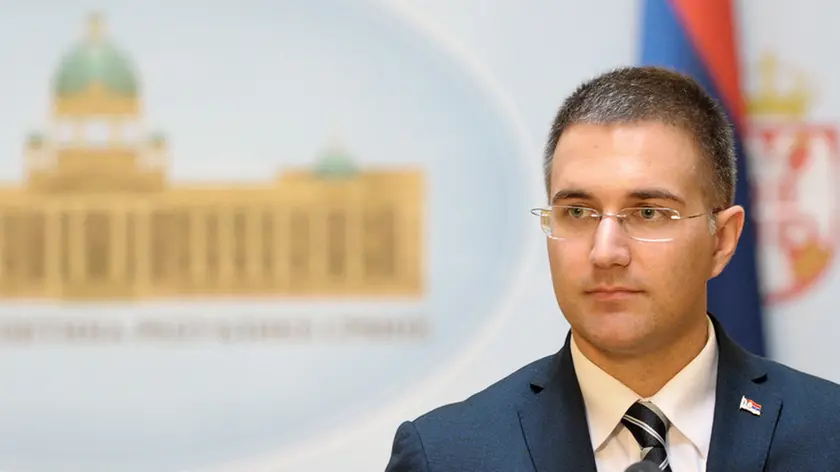 Beograd, 27. july 2012 - Predsednik Skupštine Srbije Nebojša Stefanovic obraca se predstavnicima medija posle sastanka sa ambasadorkom SAD u Srbiji Meri Vorlik u Domu Narodne skupštine. FOTO TANJUG / ZORAN ŽESTIC / dmm