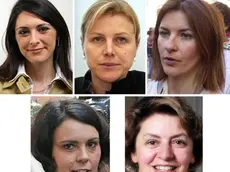 Nella combo in alto da sinistra Pina Picierno, capolista del Pd per il Sud alle europee del 25 maggio 2014, Alessia Mosca, capolista del Pd per il Nord Ovest, Alessandra Moretti, capolista del Pd per il Nord Est. In basso da sinistra Simona Bonafè, capolista del Pd per il Centro, Caterina Chinnici, capolista del Pd per le Isole. ANSA/