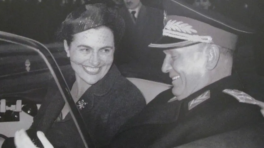 Tito with his wife Jovanka. Tito was a Yugoslav revolutionary and statesman, serving in various roles from 1943 until his death in 1980. He married Jovanka - who was a lieutenant colonal in the Yugoslav People's Army - in 1952.